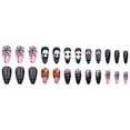 thumbnail image 5 of 24Pcs Halloween Press on Nails Square Fake Nails with Glue Horror Pumpkin Ghost Flowers Graveyard Bat Acrylic Nails for Women Halloween Party -3 sizes, 5 of 6