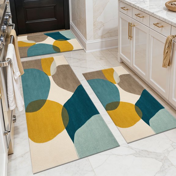 BlueDreamer Kitchen Rug Set 3 Piece, Non Slip Machine Washable Mats for Home Floor and Living Room