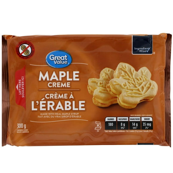 Great Value Maple Creme Sandwich Cookies, 300 g