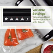 Nesco Vacuum Sealer Machine, Automatic Food Sealer With Accessory Port for Sealing Jars/Canisters, Built‑In Roll Storage & Cutter, Includes (2) 10 ft Rolls, For Pantry Storage & Preserving Leftovers