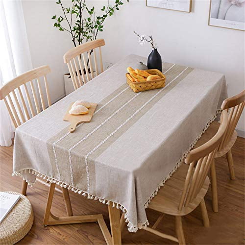 Vonabem Table Cloth Tassel Cotton Linen Cover For Kitchen Dinning Wrinkle Free Tablecloths Rectangle Oblong 58 X86 6 8 Seats Coffee Com Table Cloth Tassel Cotton Linen, What Size Tablecloth Do I Need For An Oval Table That Seats 6