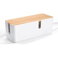 thumbnail image 6 of Cable Management Box with Bamboo Lid, White Cable Box Small Cord Hider Box Cord Organizer Box to Conceal Surge Protector, Desk/TV/Computer Wires, Power Strip Box Cord Management Box for Tidy Space, 6 of 10