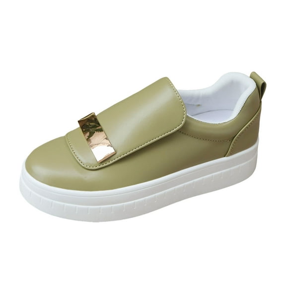 YLYL Women Sneakers Round Toe Low Top Slip on Fashion Casual Dressy Platform Walking Shoes