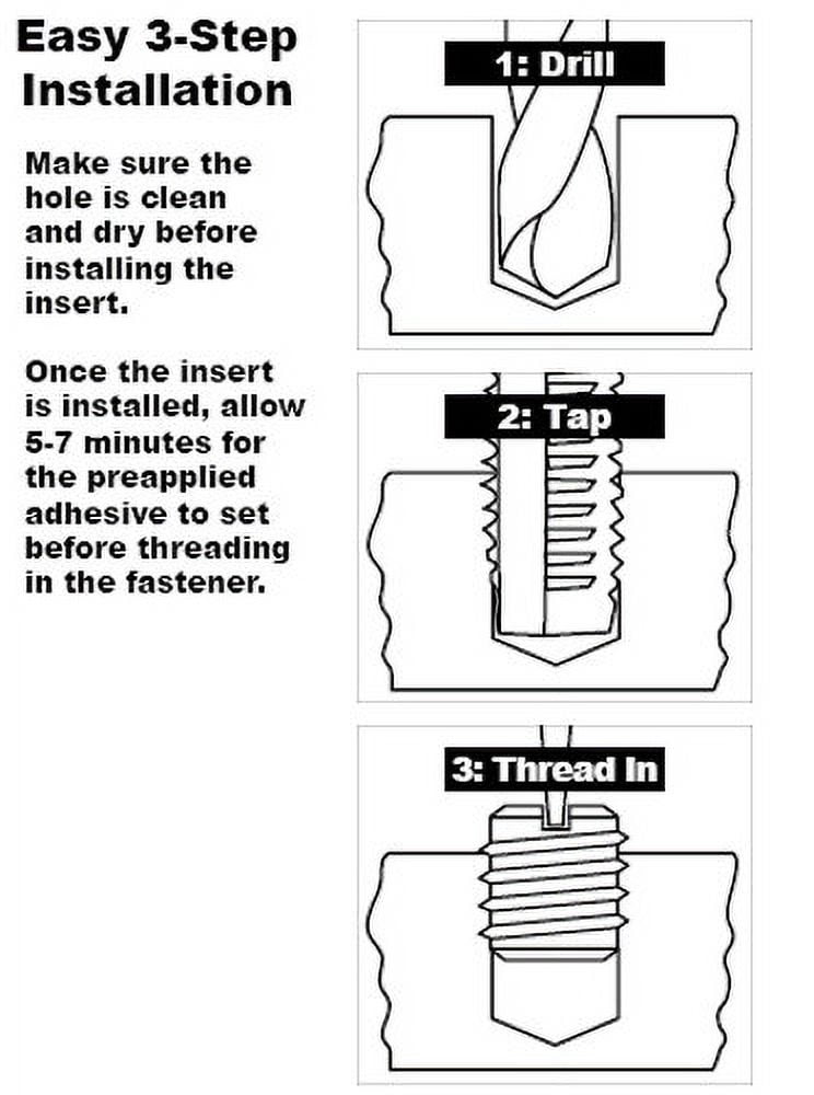 Thread Repair Kit, Self Locking Thread Inserts, Steel, 10 Inserts EZ-329-6