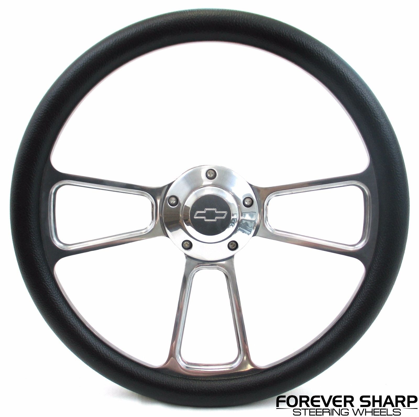 14" Billet Aluminum Black Steering Wheel Set Chevy 194859 Truck Pickup