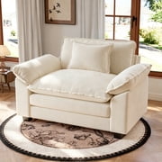 JULY'S SONG Oversized Accent Chair with Arms, Chenille Comfy Cloud Sofa Chairs in Living Room, Cozy Chair and a Half with Deep Seat, Modern Reading Chair for Bedroom, Beige