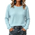 thumbnail image 2 of Women’s Waffle Knit Long Sleeve Shirts Crew Neck Pullover Sweater Tops Casual Loose Fit Lightweight Knit Tops for Fall Winter Spring, 2 of 5
