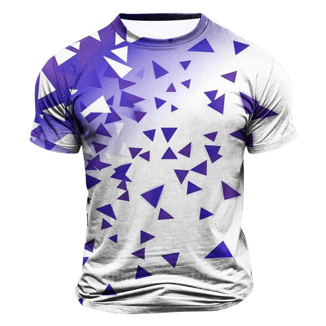 Styesk T-Shirts pour Homme Hommes Mode Décontractée Imprimé Sport Manches Courtes Col Rond Chemisiers Chemises