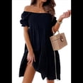 thumbnail image 3 of Vestidos de Verano para Mujer con Mangas Farol, Volantes y Hombros Descubiertos. Negro L, 3 of 9
