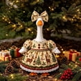 thumbnail image 6 of Christmas Porch Goose Outfit for 23.0 in Goose Statue，F | Lace Dress with Bow, Holiday Print Fabric, Outdoor Lawn Decor, Farmhouse Porch Style, Matching Headband Included (B), 6 of 8