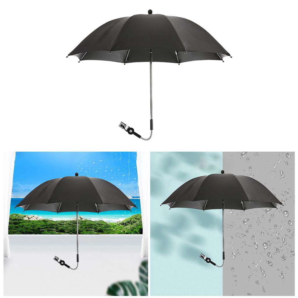 LeeQinersw Baby Stroller Parasol Clamp-On Shade Umbrella Sun Shade Parasol Rain Protecter Black