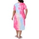 thumbnail image 3 of Camisones de mujer de tallas grandes Agnes Orinda, con cuello redondo, manga corta, en tie dye, pijamas suaves, ropa de dormir, vestido midi de lounge 1X color rosa fuerte, 3 of 6