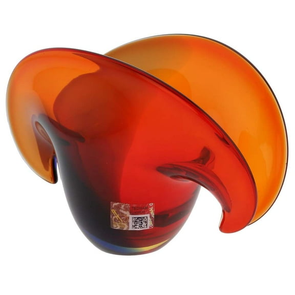 GlassOfVenice Murano Glass Clam Seashell Bowl - Red Blue Amber