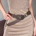 thumbnail image 3 of Women Western Belts Vintage Cow Rivet Leather Belt Y2k Punk Waist Belt Versatile Belt for Jeans Dress Pants, 3 of 7