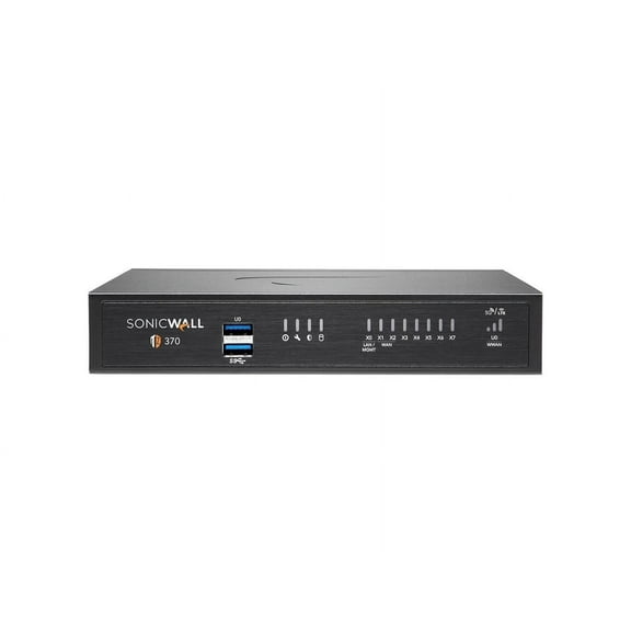SonicWall TZ370 Secure Upgrade - Advanced Edition (3 Years)   CSE (1 Year) - Intrusion Prevention - 8 Port - 1000Base-T - Gigabit Ethernet - 3 Gbit/s Firewall Throughput - DES, 3DES, MD5, SHA-1, AE...