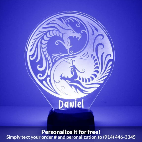 Mirror Magic Store Dragon Yin Yang Color Changing Personalized LED Light with Remote Control