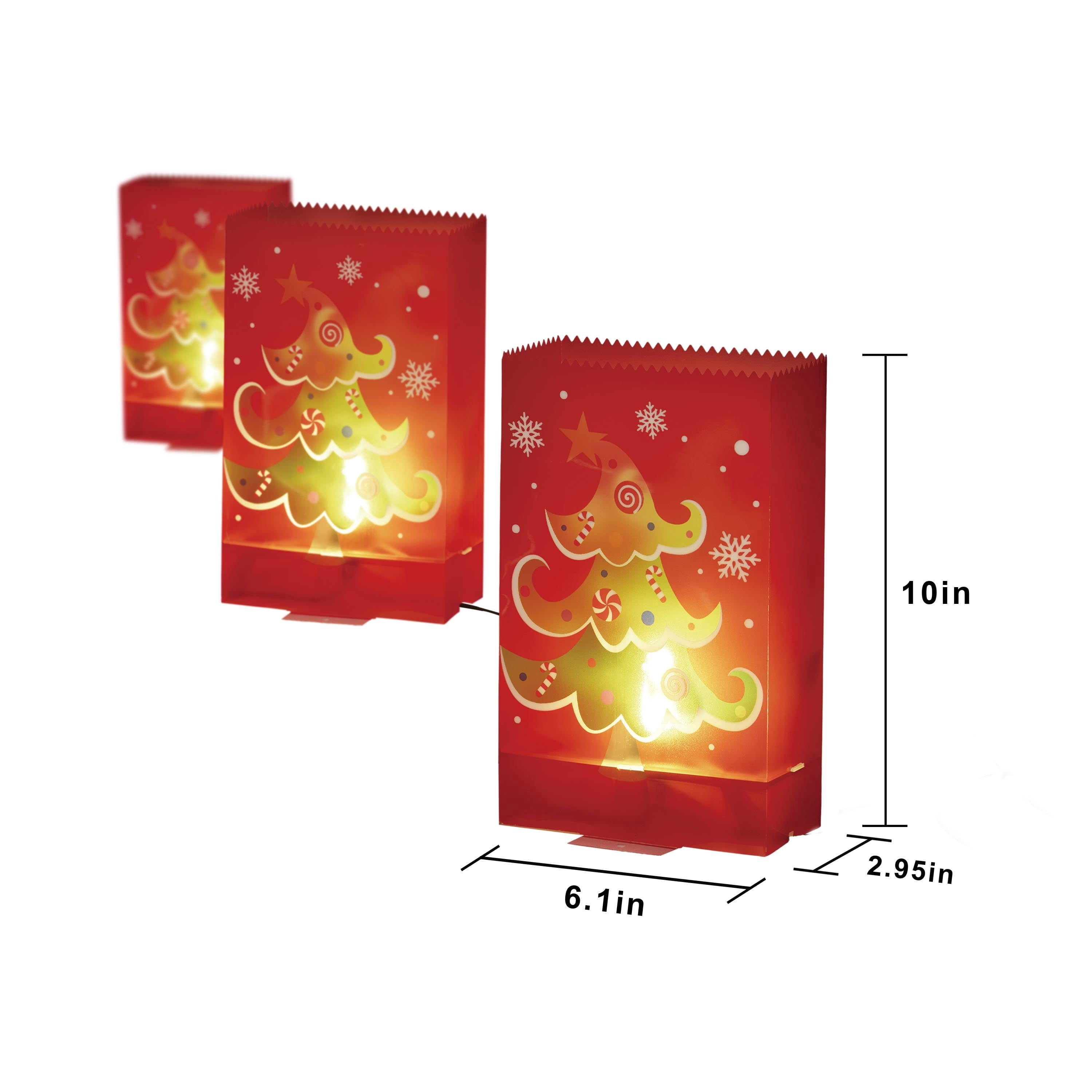 Indoor/Outdoor Tree Flickering Luminary Christmas Pathway Lights, Red, Set of 3, by Holiday Time