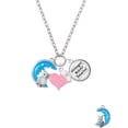 thumbnail image 2 of Delight Jewelry Silvertone Large Clear Crystal Owl on Hot Blue Moon - Light Pink Heart Nurse Strong Zoe Necklace, 2 of 4
