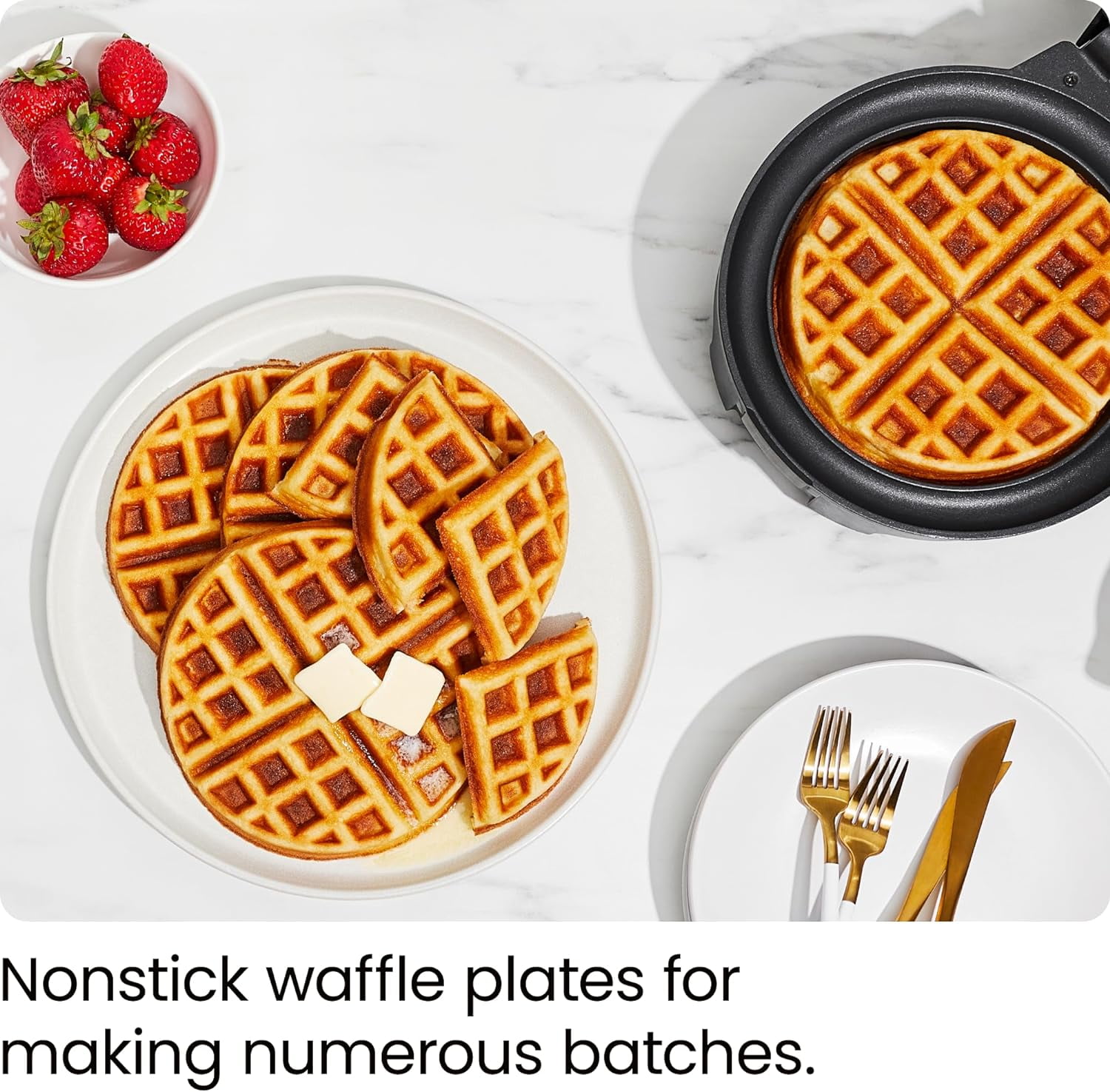 Chefman Anti-Overflow Belgian Waffle Maker, Shade Selector, Non-Stick, Black