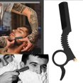 thumbnail image 3 of Rasoir manuel en acier inoxydable pour homme, forme pouce, rasoir droit pour épilation du visage, noir, 3 of 4