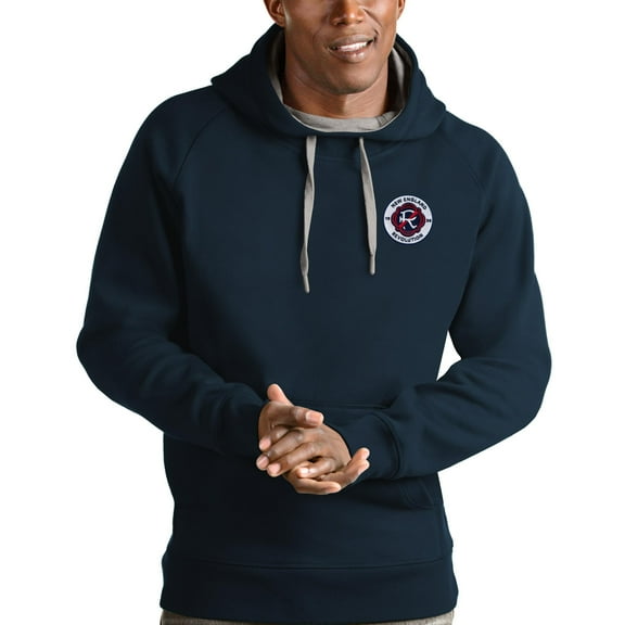 Men's Antigua Navy New England Revolution Logo Victory Pullover Hoodie