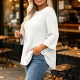 thumbnail image 6 of Hilenly Plus Size Crewneck Sweatshirt for Women 3/4 Sleeve Waffle Knit Tops Tunic Sweatshirts, 6 of 9