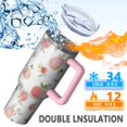 thumbnail image 2 of Vacuum Insulated 40oz Peach Tumblers with Lids Straws Peach Tumbler with Handle Flip Straw Lid Leak Proof Stainless Steel Travel Cup, 2 of 5