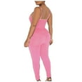 thumbnail image 3 of Usmixi Jumpsuits for Women Soft Knitted Sexy Slim Fit Spaghetti Strap Workout Sports Maxi Jumpsuits Overalls Summer Formal Solid Round Neck Sleeveless Long Rompers Pink s, 3 of 5