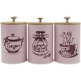 thumbnail image 3 of WANNGWE 3x Kitchen Canisters for Countertop Coffee Tea Sugar Containers Set Iron Restaurants Organizer Rustic Modern Jars Containers, Pink U25310-6355, 3 of 7