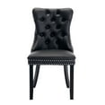 thumbnail image 2 of Tcbosik Upholstered Dining Chairs Set of 2, PU and Velvet Modern Kitchen Chair with Tufted Button Back and Solid Wood Legs, Easy Assembly, Black+Gray, 2 of 11