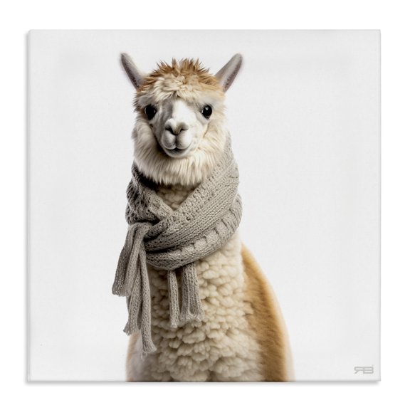 Stupell Industries Modern Llama Wearing Scarf Canvas Art, 17 x 17, by RB