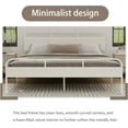 thumbnail image 2 of NNV Metal Platform Queen Size Bed Frame with Velvet Upholstered Headboard, Sturdy for Adults, White, 2 of 6