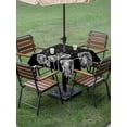 thumbnail image 4 of Outdoor Tablecloths with Umbrella Hole & Zipper, White Dandelion 54x54 Inch Square Tablecloths, Spring Flowers Botanical Vintage Black Waterproof Table Cloth, Patio/Pool/Picnic Table Covers, 4 of 8