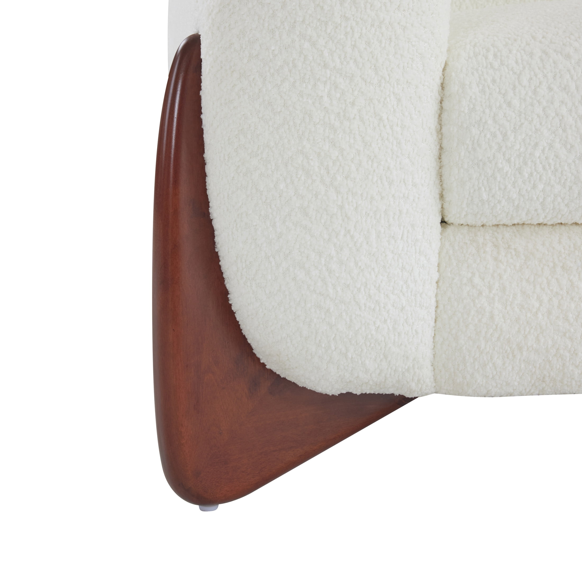Nisant Modern Upholstered Boucle Loveseat, Birch Wood Frame, Beige + Brown