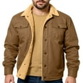thumbnail image 2 of dGslk Mens Winter Sherpa Lined Jacket Thick Warm Fleece Casual Outdoor Button Down Coat with Pockets for Cold Weather Coffee S, 2 of 2