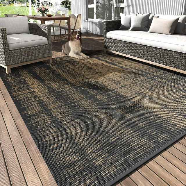 Outdoor Rug x ft Outdoor Carpet Fashion Camping RugsModern Reversible Mat for Camping Plastic Straw Rugs for Patio RV Camper Balcony Backyard Picnic Deck Rug