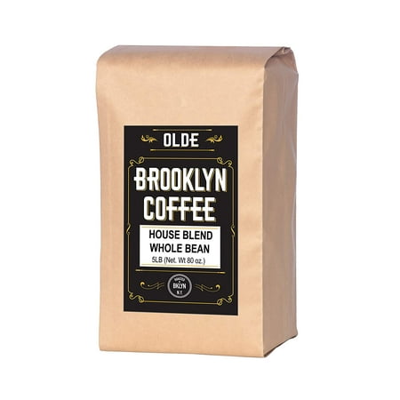 HOUSE BLEND Whole Bean Coffee- 5LB Bag for a Light-Medium Roast Coffee - Breakfast, House Gourmet, Italian Espresso-Roasted in New York