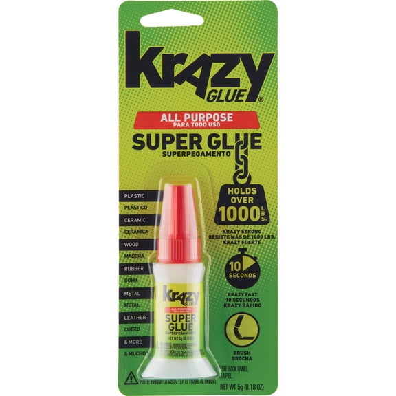 Krazy Glue All Purpose Brush-On Liquid Adhesive - Fast Drying - 5 Grams