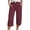 Wine Red, variant on Women's Wide Leg Pants Linen Trousers Women's Summer 3/4 Muslin Trousers Lightweight Linen Summer Trousers With Pockets Causal Loose Trousers Elastic Comfortable Fabric Trousers Leisure Beach