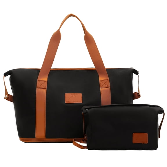 Gynky Travel Duffel Bag 2 Set Weekender Bags for Women Large Expandable with Make up Bag Carry On Overnight Gym Duffel Bags with Wet Pocket Hospital Bags for Labor and Delivery