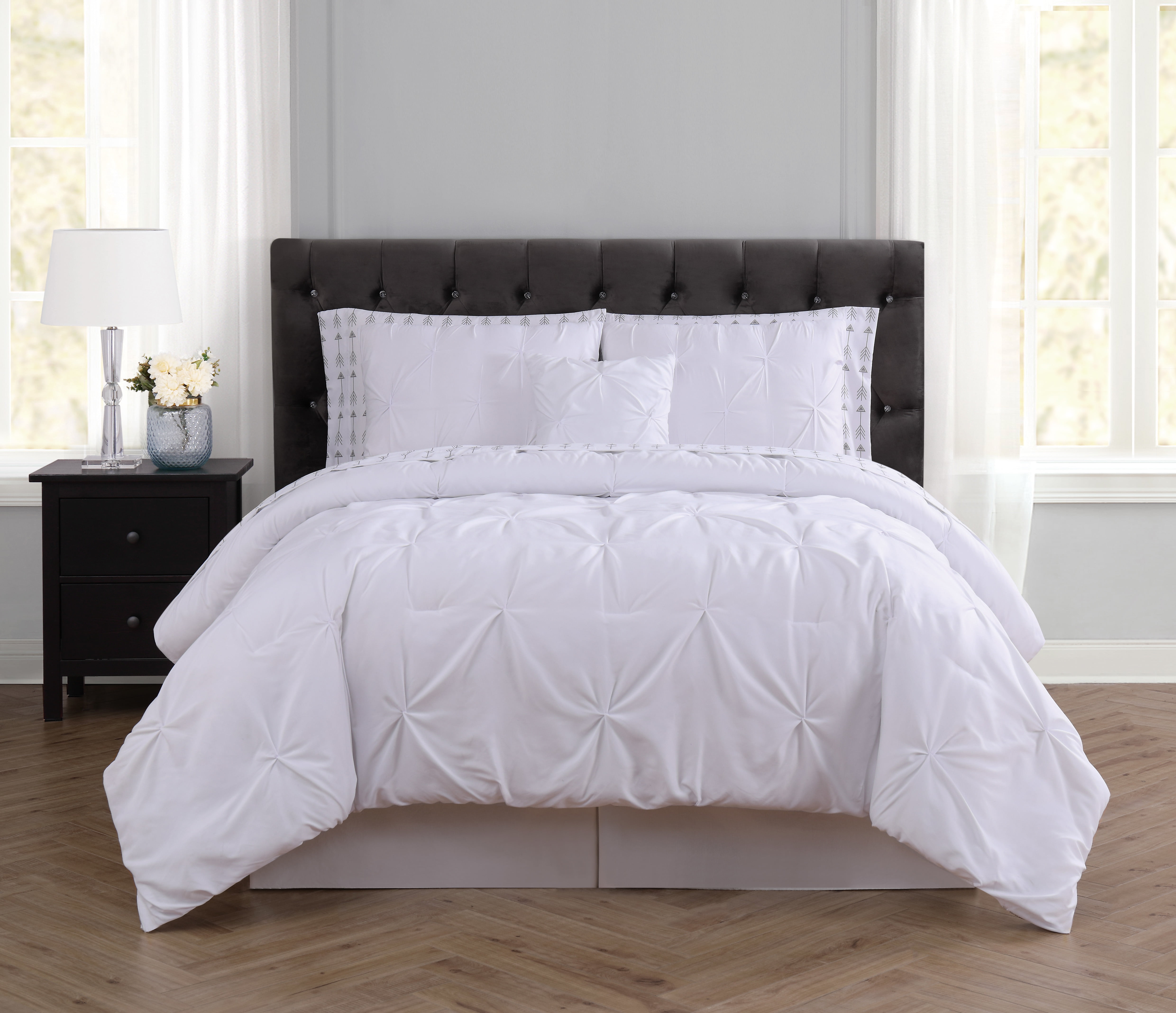 Arrow Pleated White Queen Bed in a Bag - Walmart.com - Walmart.com