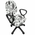 thumbnail image 1 of Paisley Office Chair Slipcover, Minimalist Oriental Florets Leaves Dark Colors Iranian Culture Featured Image, Protective Stretch Decorative Fabric Cover, Standard Size, Grey and White, by Ambesonne, 1 of 5