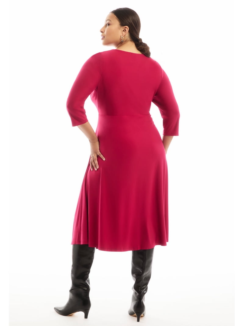 plus size red swing dress Plus Size - Retro Chic Flutter Sleeve Swing Dress