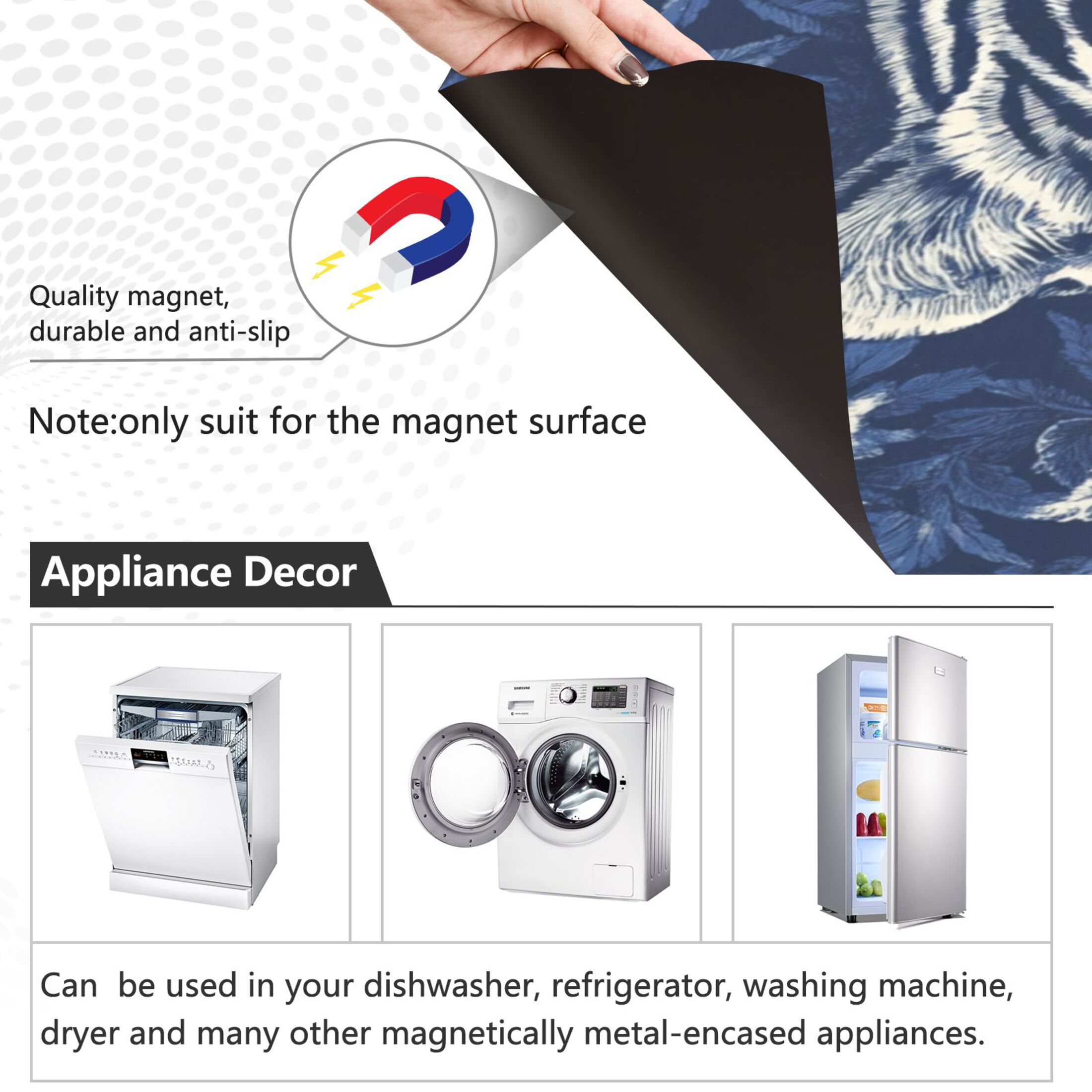 Dishwasher Magnetic Sticker 23x26 Inch Refrigerator Magnetic Sticker Washing Machine Magnetic Sticker Kitchen Panel Magnetic Sticker Home Decor Blue Oil Painting Tiger