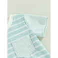 thumbnail image 6 of hirigin Toddler Baby Boy Clothes Suits Stripe Patchwork Short Sleeve Crew Neck Pocket Tops Elastic Waist Long Pants 2Pcs Set, 6 of 9