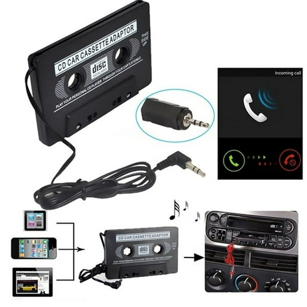 Câble Jack 3,5mm Adaptateur Convertisseur Cassette audio Pour iPod CD  Lecture MP3 sur Lecteur Cassette Autoradio Voiture Noir