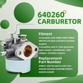 thumbnail image 6 of 640260 Carburetor with Gasket for Tecumseh 640260 640260A 640260B 520956 056320 640023 640051 640140 Compatible with HM80 H85 HM90 HM100 4 Cycle Small Engine, 6 of 7
