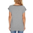thumbnail image 5 of Pompotops T-shirt Décontracté pour Femmes Col Rond Uni Patchwork en Dentelle Manches Courtes Pull Blouse Tops, 5 of 5