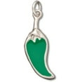 thumbnail image 1 of Sterling Silver 30" 1mm Box Chain Green Enamel Chili Pepper Pendant Necklace, 1 of 2