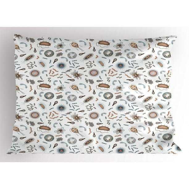 Biology Pillow Sham, Bacteria Virus and Germs Disease Cells Illness Health Theme